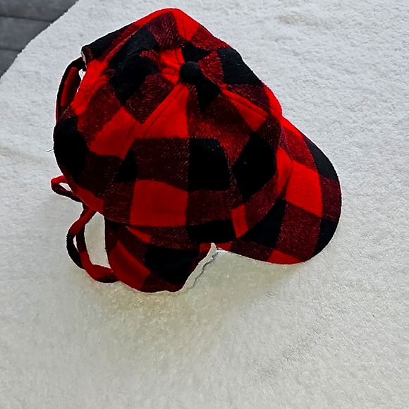 Woodland Creek Buffalo Plaid Flannel Trapper Hat Red/Black, NWOT - Picture 6 of 11